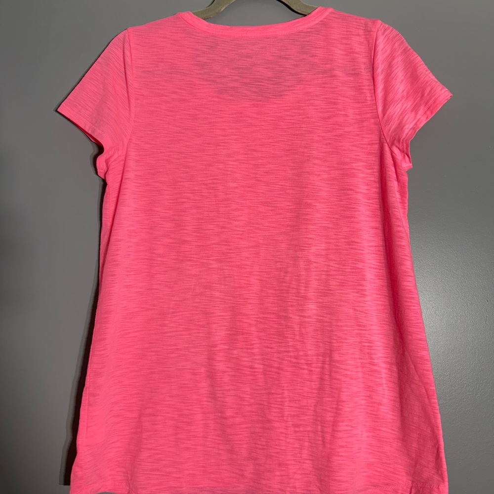 Lilly Pulitzer Etta V- Neck Vibrant Pink Short Sleeve Tee - Picture 5 of 5